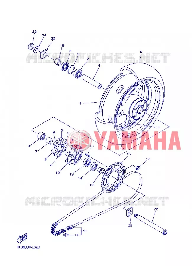 REAR WHEEL Yamaha MOTO 1000 2013 R1  YZF-R1