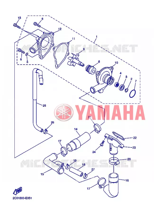 WATERPUMP / HOSES Yamaha MOTO 600 2013 R6  YZF-R6