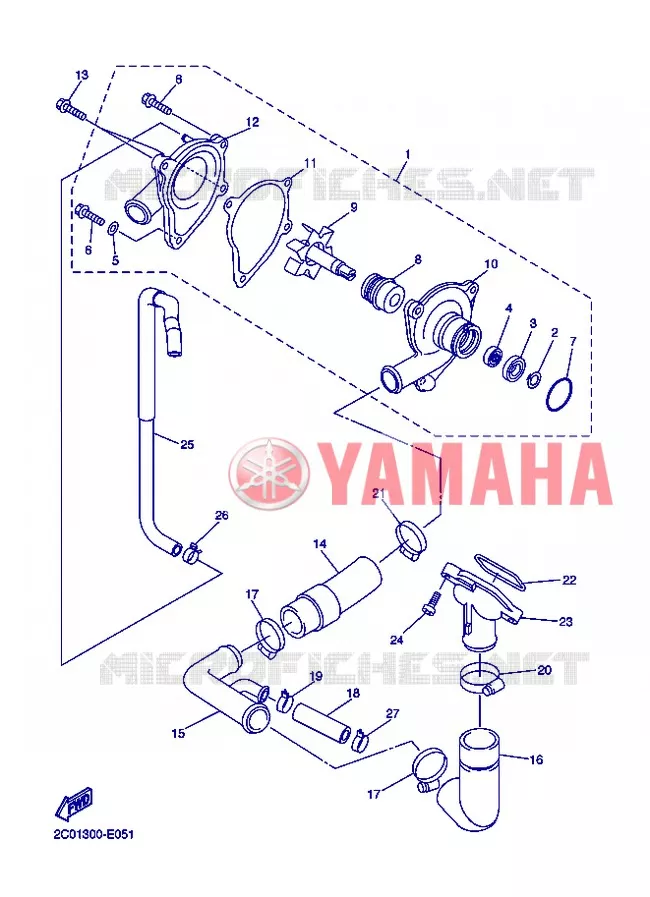 WATERPUMP / HOSES Yamaha MOTO 600 2013 R6  YZF-R6