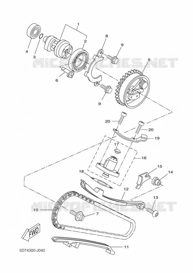 CAMSHAFT / TIMING CHAIN Yamaha MOTO 125 2011 WR-R  WR125R