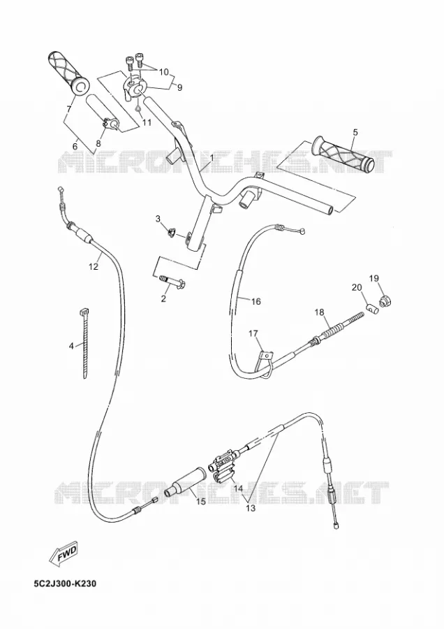 HANDLEBAR & CABLES Yamaha SCOOTER 50 2012 NEOS  YN50