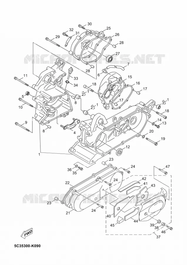CRANKCASE Yamaha SCOOTER 50 2012 NEOS 4  YN50F