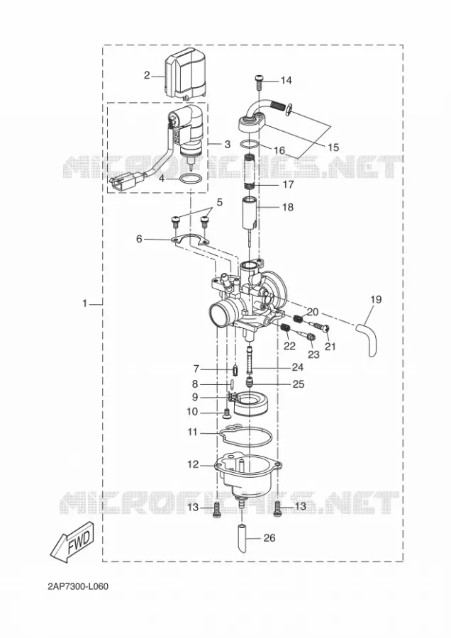 CARBURETOR Yamaha SCOOTER 50 2014 OVETTO  YN50