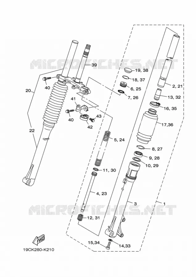 FRONT FORK Yamaha MOTO 125 2014 TTR BIG WHEELS  TT-R125LW