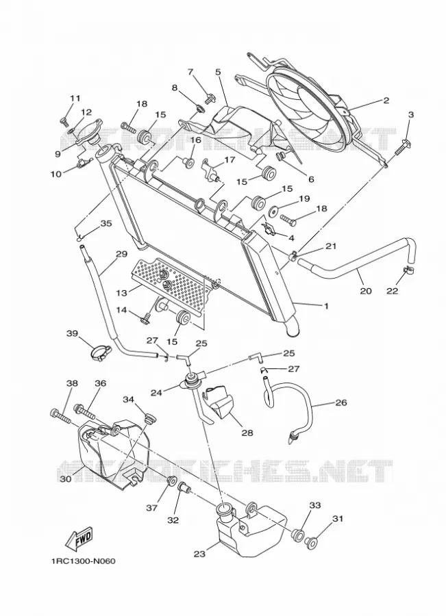 RADIATOR / HOSES Yamaha MOTO 850 2014 MT09 ABS  MT09A
