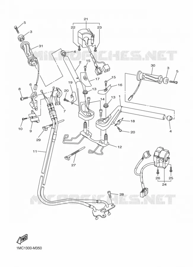 HANDLEBAR & CABLES Yamaha MOTO 1300 2014 FJR  FJR1300AE