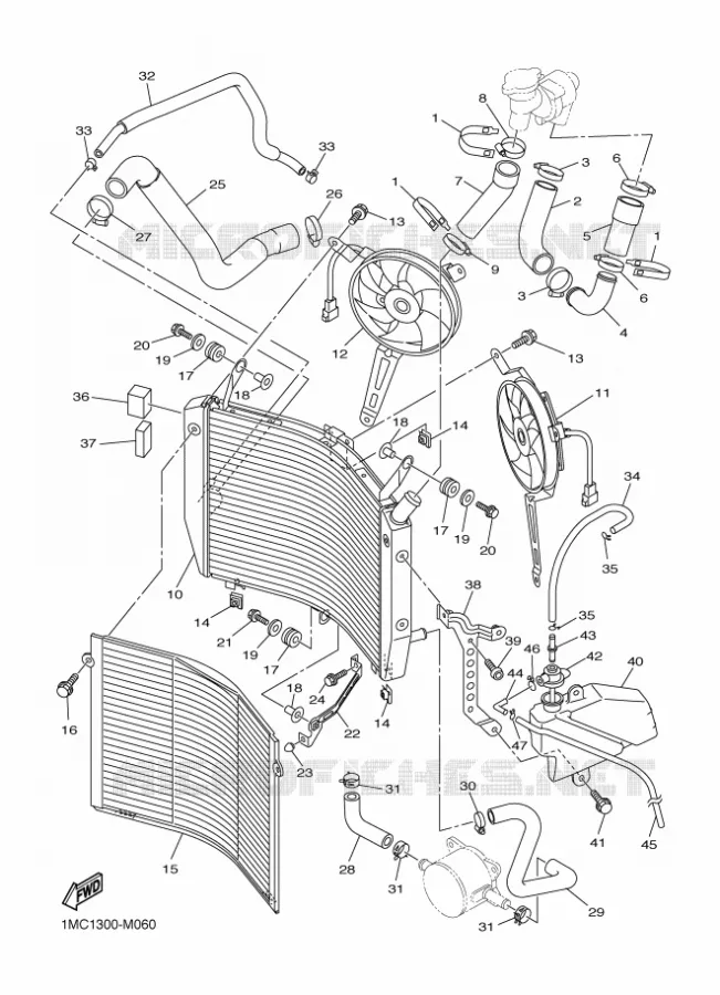 RADIATOR / HOSES Yamaha MOTO 1300 2014 FJR  FJR1300AE