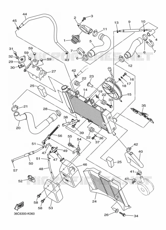 RADIATOR / HOSES Yamaha MOTO 600 2014 XJ6  XJ6S