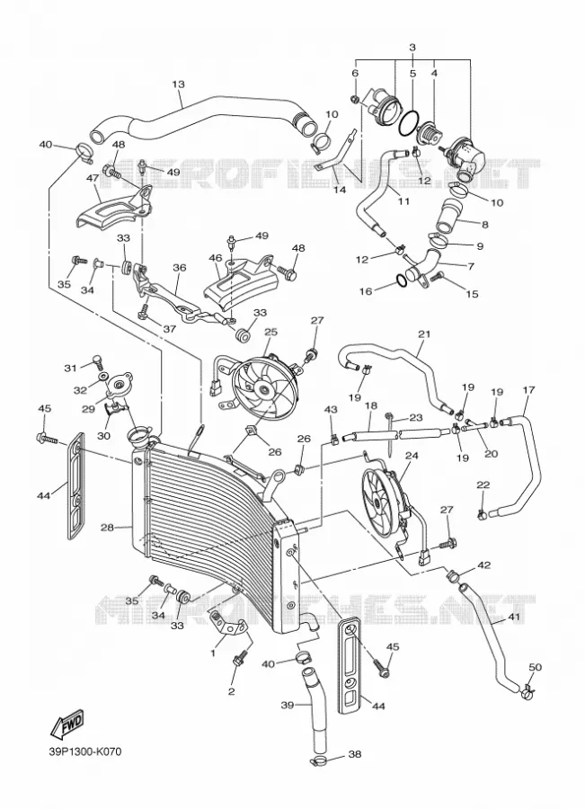 RADIATOR / HOSES Yamaha MOTO 800 2014 FZ8 ABS  FZ8-NA