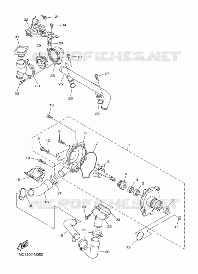 WATERPUMP / HOSES Yamaha MOTO 1300 2015 FJR  FJR1300AS