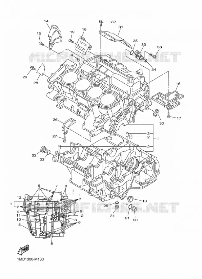 CRANKCASE Yamaha MOTO 1300 2015 FJR  FJR1300AS