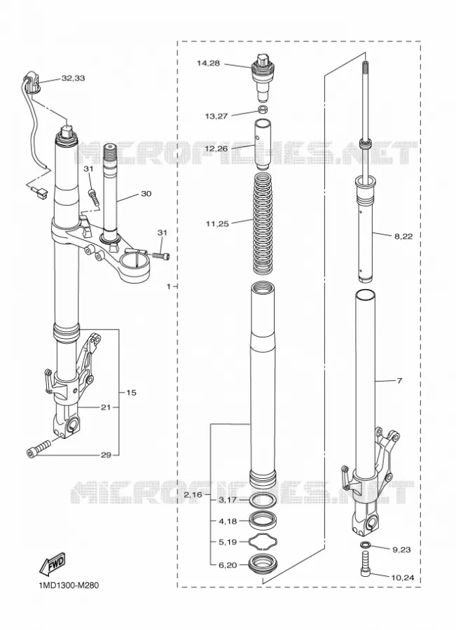 FRONT FORK Yamaha MOTO 1300 2015 FJR  FJR1300AS