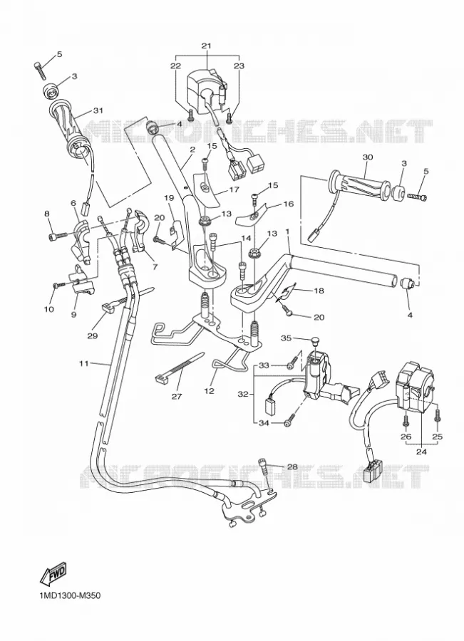 HANDLEBAR & CABLES Yamaha MOTO 1300 2015 FJR  FJR1300AS