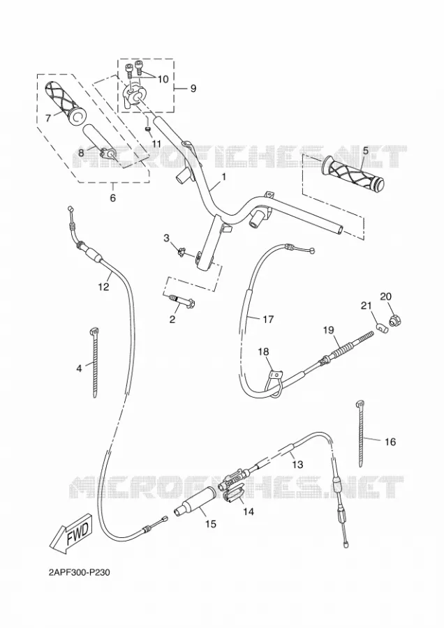 HANDLEBAR & CABLES Yamaha SCOOTER 50 2015 NEOS  YN50