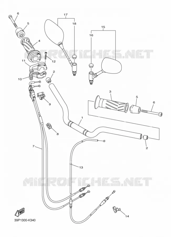 HANDLEBAR & CABLES Yamaha MOTO 800 2015 FZ8  FZ8-NFZ8