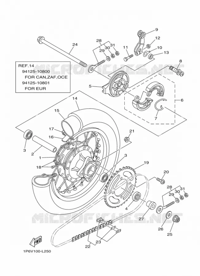 REAR WHEEL Yamaha MOTO 50 2015 TTR  TT-R50E