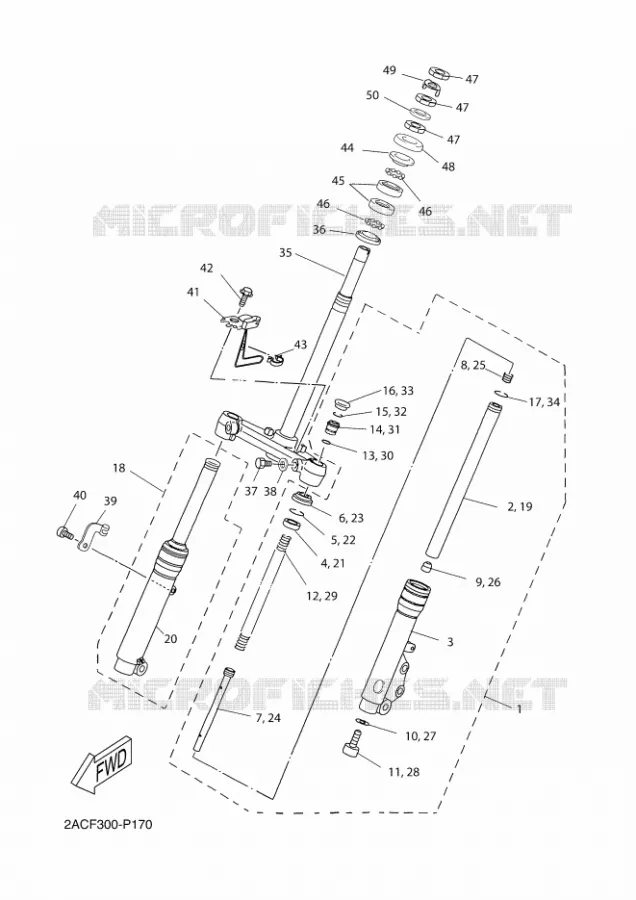 FRONT FORK Yamaha SCOOTER 50 2016 OVETTO  YN50