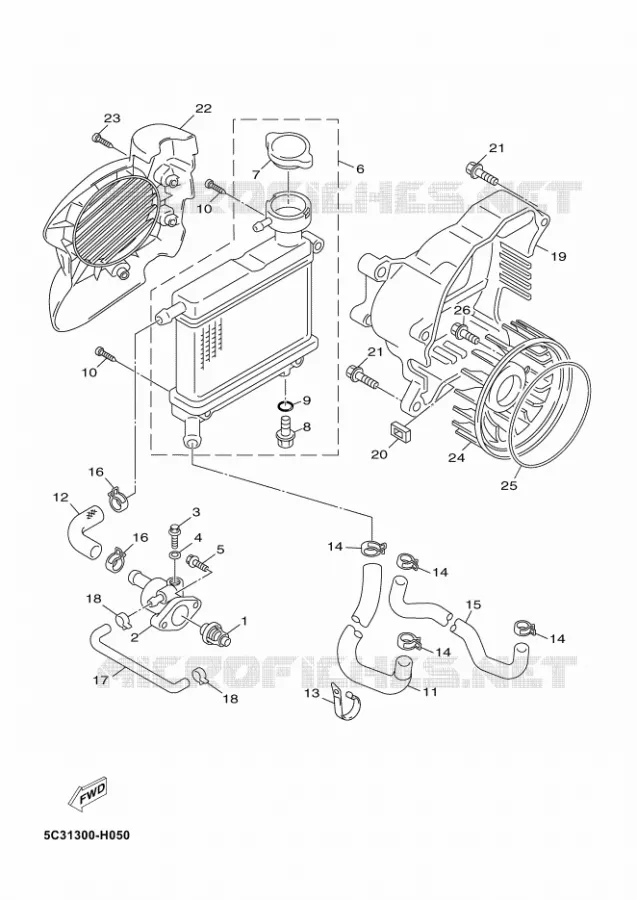 RADIATOR / HOSES Yamaha SCOOTER 50 2013 OVETTO 4T  YN50F