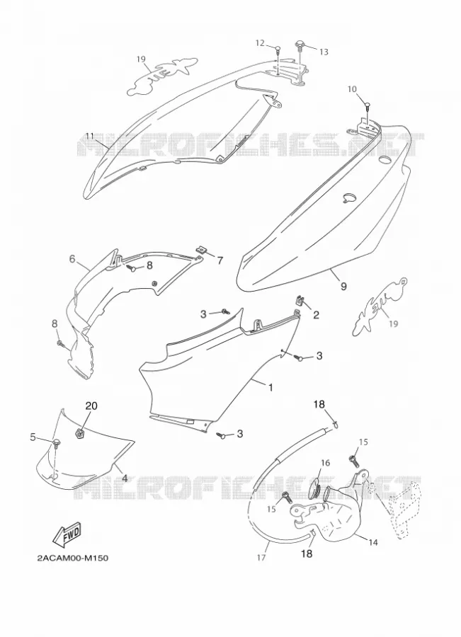 SIDE COVER Yamaha SCOOTER 50 2013 OVETTO 4T  YN50F