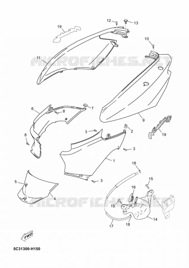 SIDE COVER Yamaha SCOOTER 50 2010 NEOS 4T  YN50FNEOS 50 4ST