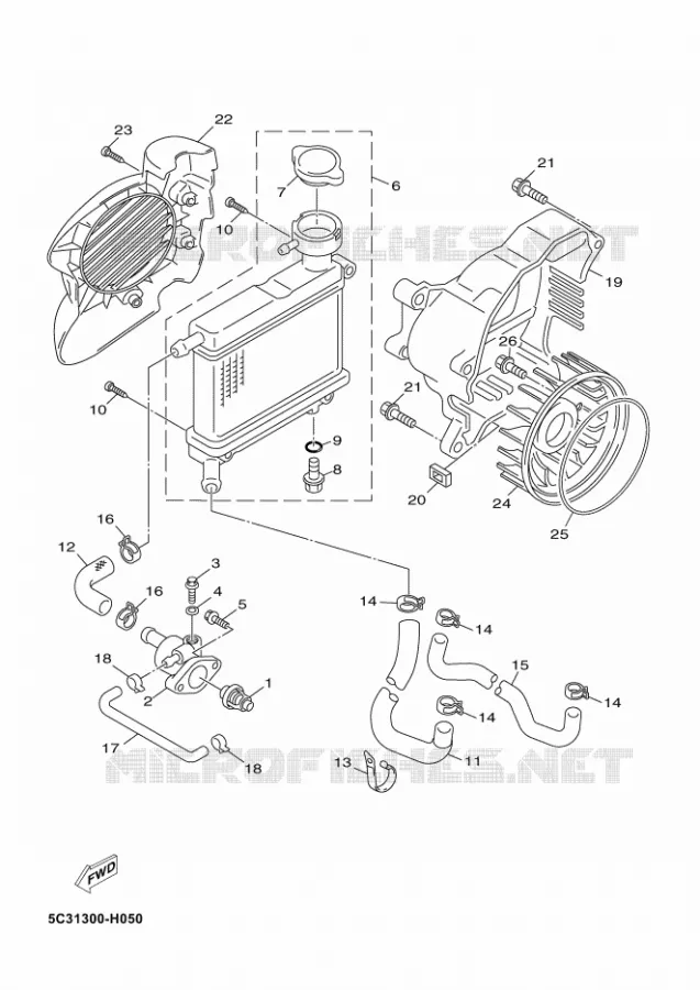 RADIATOR / HOSES Yamaha SCOOTER 50 2015 NEOS 4T UBS  YN50FU