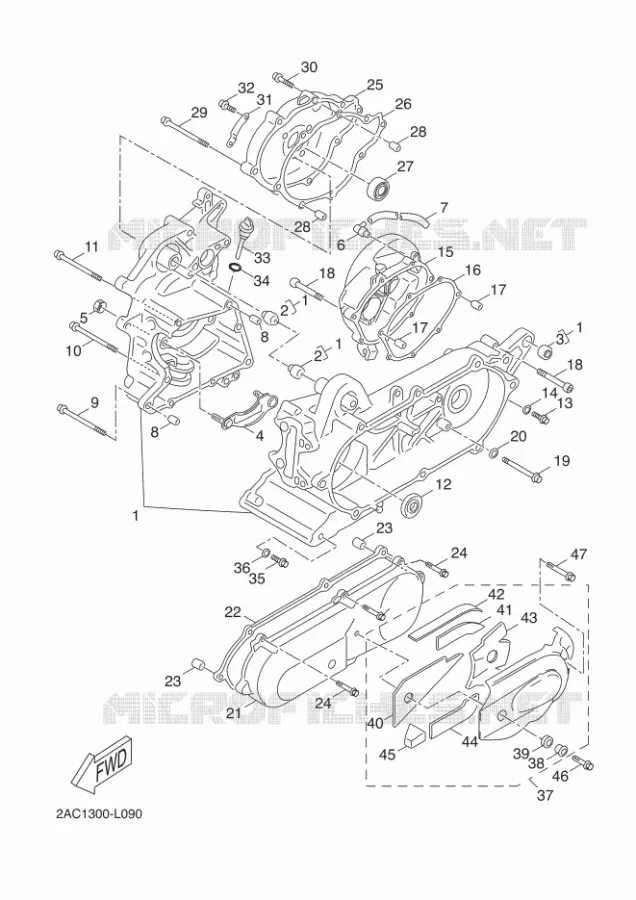 CRANKCASE Yamaha SCOOTER 50 2014 NEOS 4T UBS  YN50FU