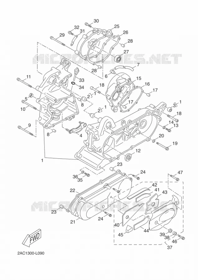 CRANKCASE Yamaha SCOOTER 50 2014 NEOS 4T UBS  YN50FU
