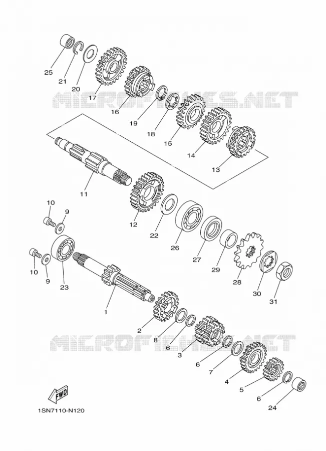 TRANSMISSION Yamaha MOTO 85 2015 YZ GRANDES ROUES  YZ85LW