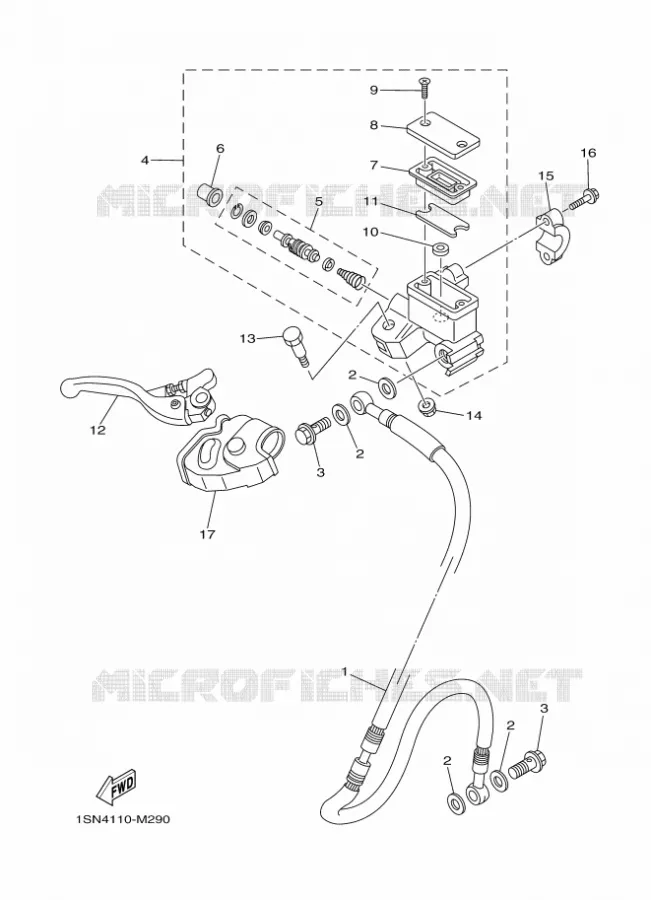 FRONT BRAKE MASTER CYLINDER Yamaha MOTO 85 2014 YZ GRANDES ROUES  YZ85LW