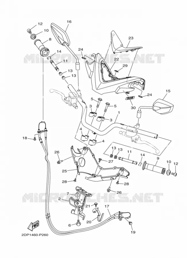 HANDLEBAR & CABLES Yamaha SCOOTER 125 2015 NMAX  GPD125-A