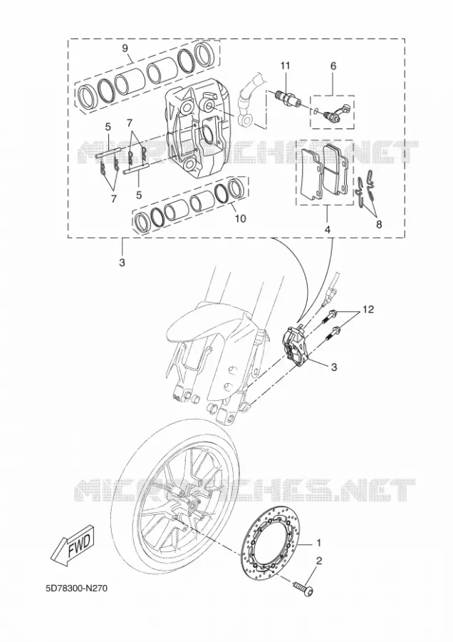 FRONT BRAKE CALIPER Yamaha MOTO 125 2014 YZF-R 125  YZF-R125
