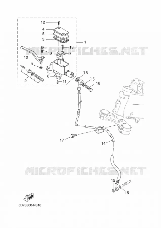 FRONT BRAKE MASTER CYLINDER Yamaha MOTO 125 2014 YZF-R 125  YZF-R125
