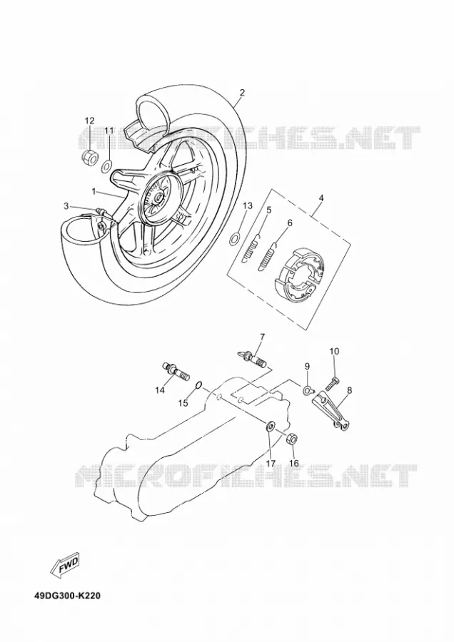 REAR WHEEL Yamaha SCOOTER 50 2015 JOG R  CS50