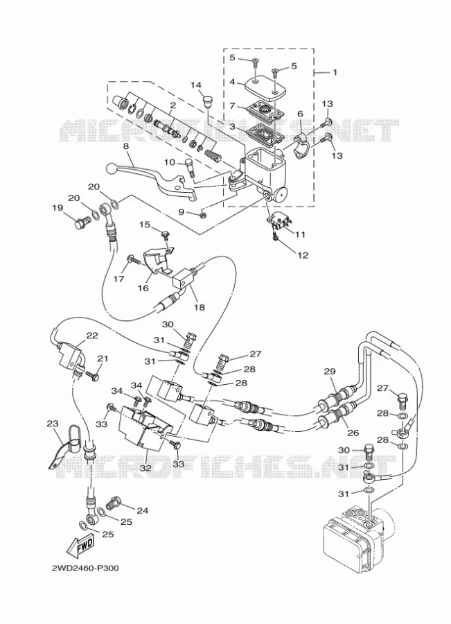 FRONT BRAKE MASTER CYLINDER Yamaha MOTO 300 2015 R3 ABS  YZF-R3A