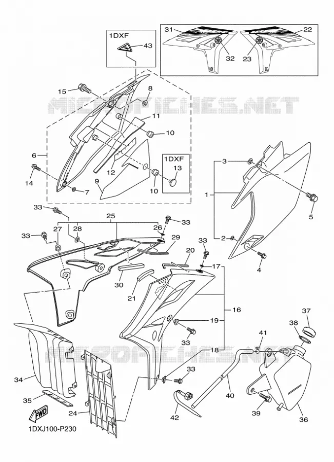 SIDE COVER Yamaha MOTO 450 2015 WRF  WR450F