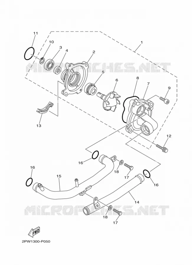 WATERPUMP / HOSES Yamaha SCOOTER 500 2015 TMAX  XP500