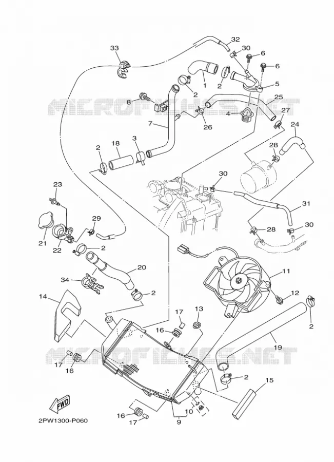 RADIATOR / HOSES Yamaha SCOOTER 500 2015 TMAX  XP500