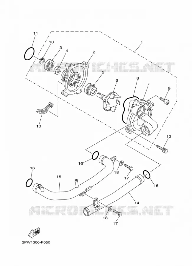 WATERPUMP / HOSES Yamaha SCOOTER 500 2015 TMAX  XP500