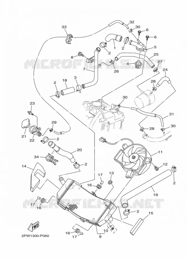 RADIATOR / HOSES Yamaha SCOOTER 500 2015 TMAX ABS  XP500A