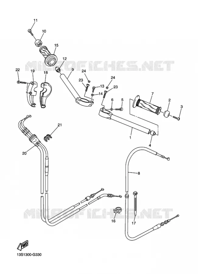 HANDLEBAR & CABLES Yamaha MOTO 600 2015 R6 RACE BLUE  YZF-R6