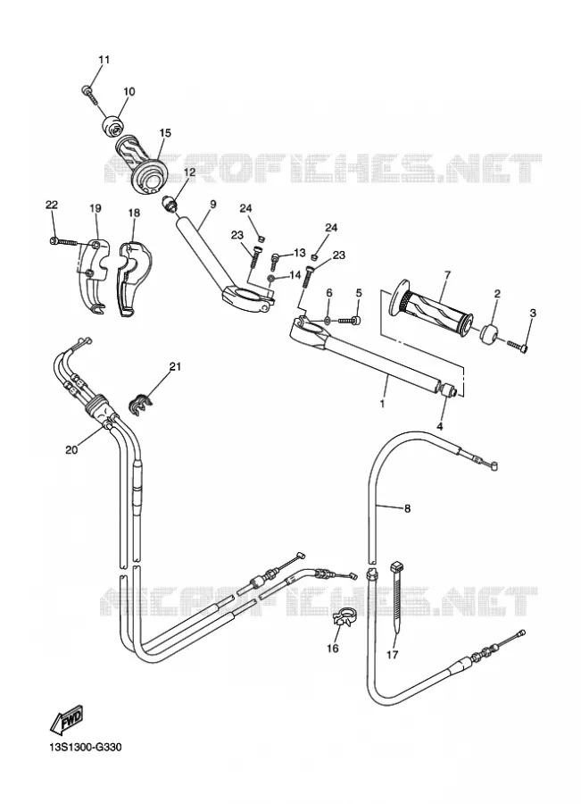 HANDLEBAR & CABLES Yamaha MOTO 600 2015 R6 RACE BLUE  YZF-R6