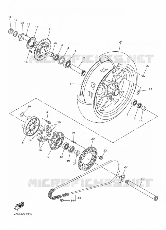 REAR WHEEL Yamaha MOTO 1000 2015 R1M  YZF-R1M