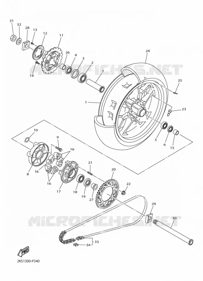 REAR WHEEL Yamaha MOTO 1000 2015 R1M  YZF-R1M