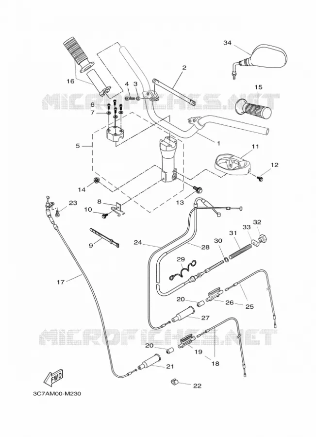 HANDLEBAR & CABLES Yamaha SCOOTER 50 2015 STUNT  EW50N