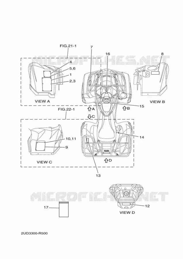 STICKER / LABEL 1 Yamaha QUAD 700 2016 GRIZZLY  YFM700FWAYFM70GDXG