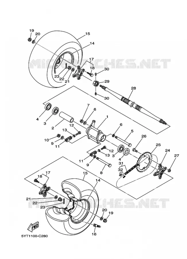 REAR WHEEL Yamaha QUAD 350 2007 RAPTOR  YFM350R