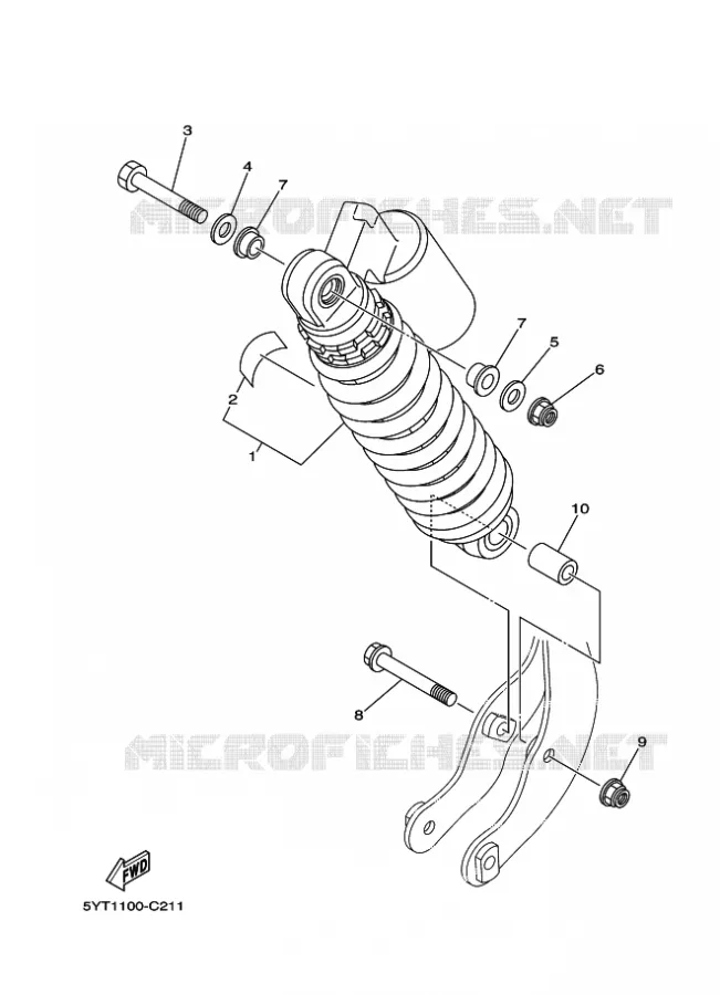 REAR SHOCK ABSORBER Yamaha QUAD 350 2008 RAPTOR  YFM350R