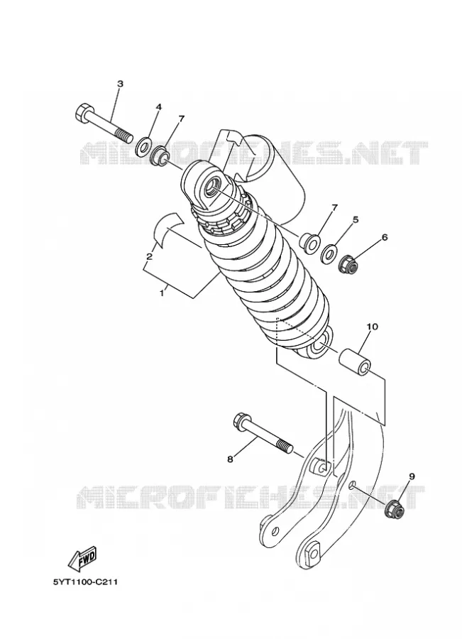 REAR SHOCK ABSORBER Yamaha QUAD 350 2010 RAPTOR  YFM350R
