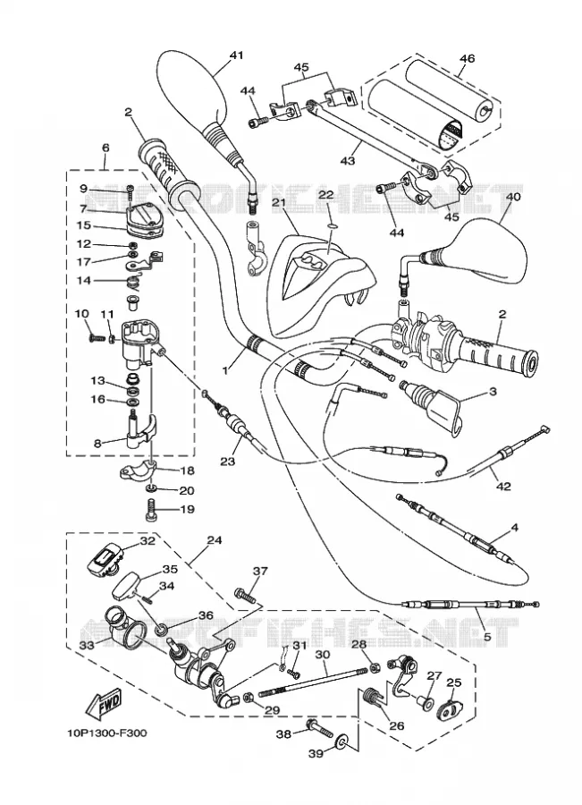 HANDLEBAR & CABLES Yamaha QUAD 350 2011 RAPTOR  YFM350R