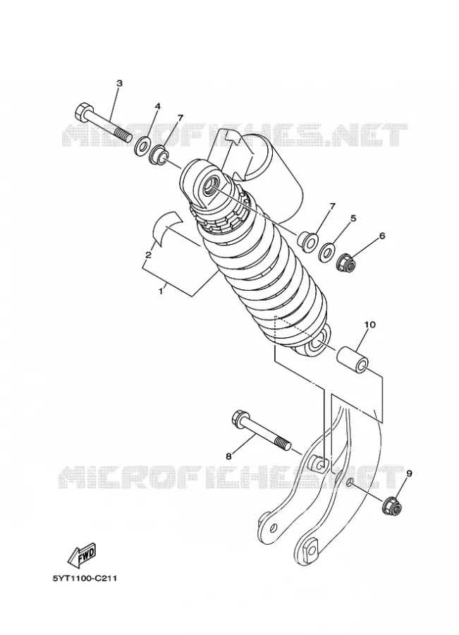 REAR SHOCK ABSORBER Yamaha QUAD 350 2011 RAPTOR  YFM350R